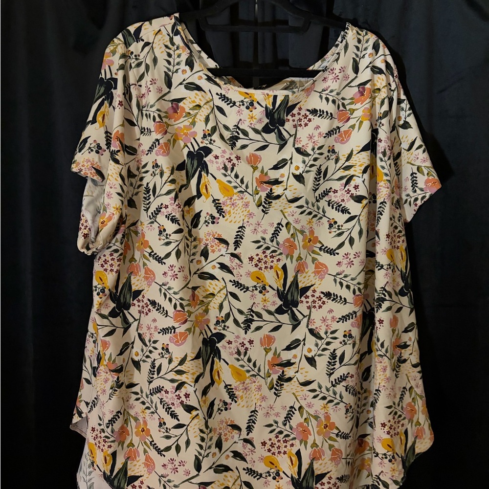 Ava & Viv Floral Blouse - Cream, Black, Yellow, Orange